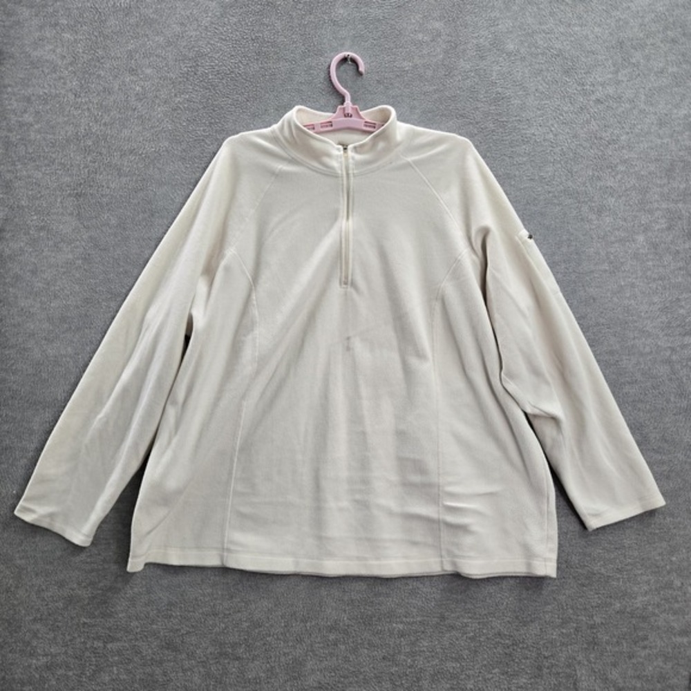 L.l.bean Women Sweatshirt 3X/REG White Fleece Activewear Long‎ Sleeve Polyester